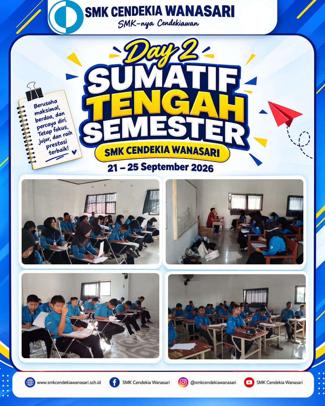 Pelaksanaan Hari Kedua Sumatif Tengah Semester di SMK Cendekia Wanasari Berlangsung Tertib